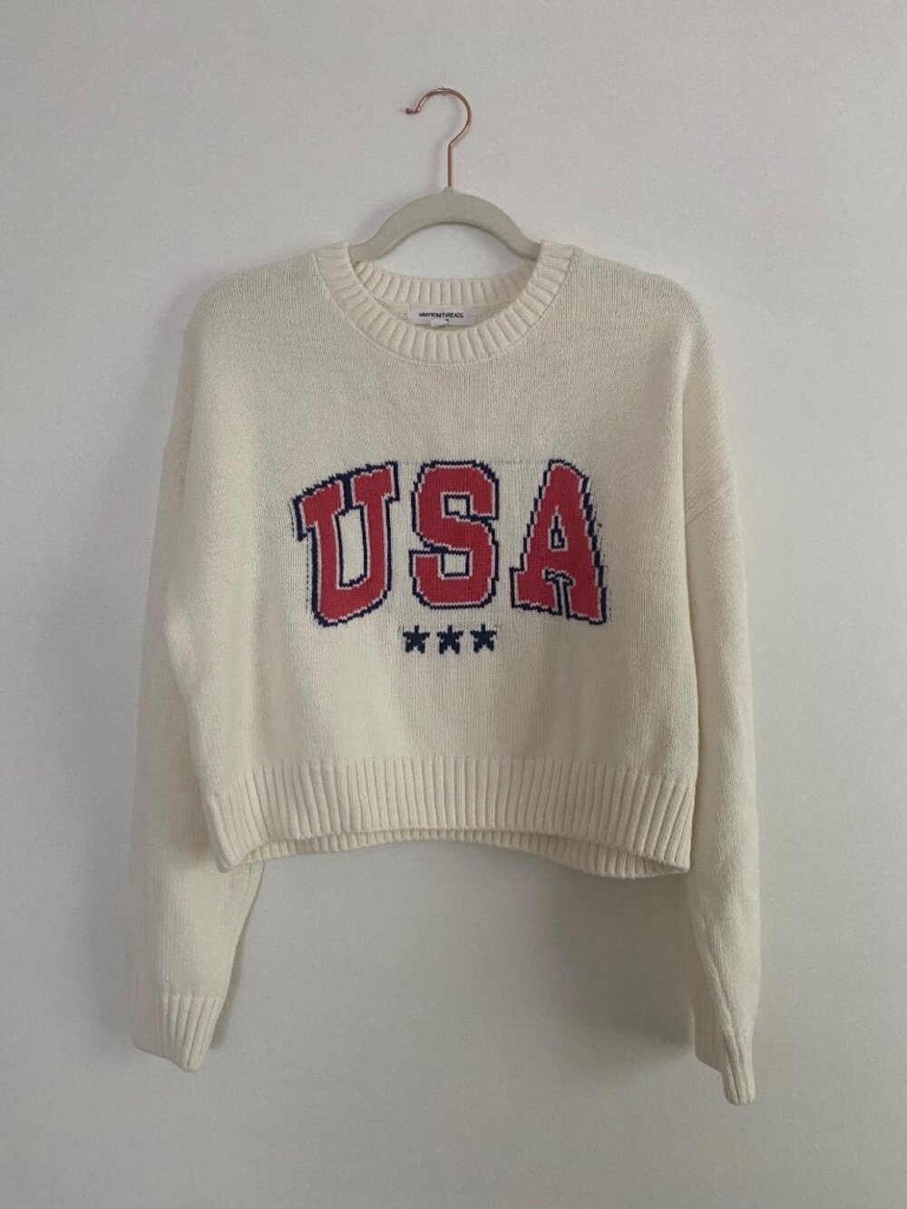 Grayson Threads Ivory USA Patriotic Sweater Size L